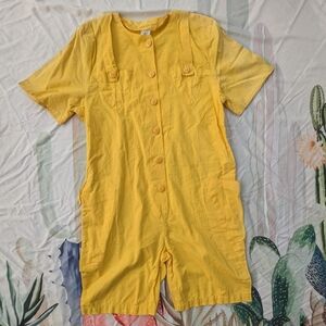 Vintage Yellow Romper with Triangle Pockets